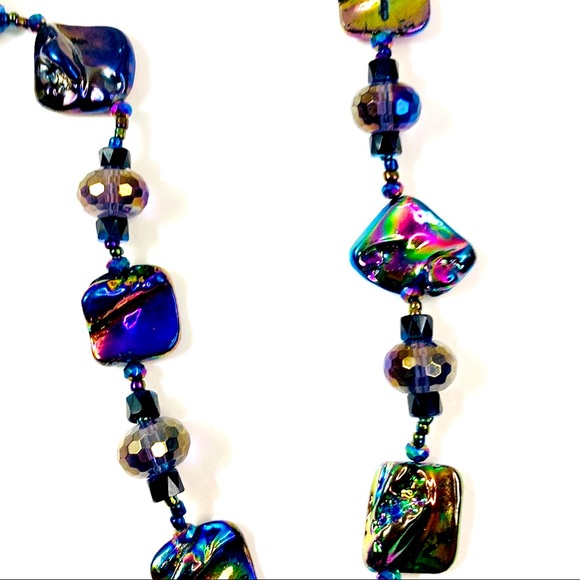 Glamorous Artisan Iridescent and Purple Halloween Pumpkin Necklace - Picture 3 of 8